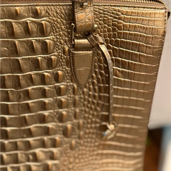 Brahmin Gold Metallic Crocodile Embossed Anywhere Tote - Picture 4 of 16